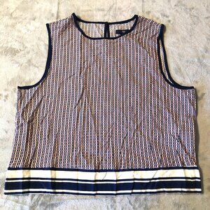 Gap Tank Top Womens Medium Keyhole Back Blue Geometric Sleeveless Blouse Shirt
